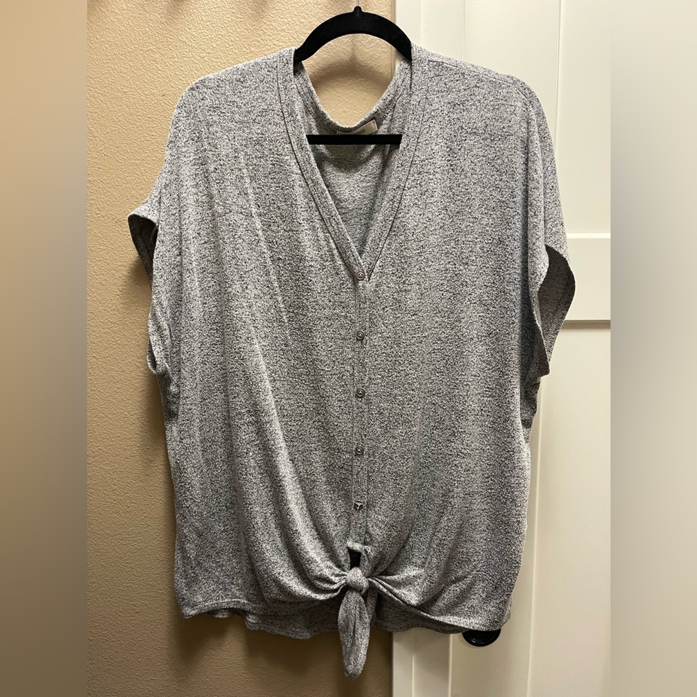 Button Up Tie Front Top